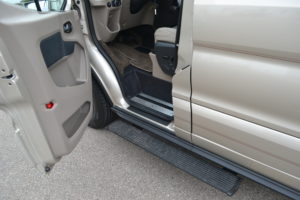 Power Retractable Running Boards offer a Large secure step to make it easy to get in your van. Explorer Van Company