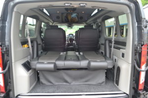 Power Rear Sofa Make into a Bed Great for a Nap or Cargo. Mike Castrucci Conversion Van Land