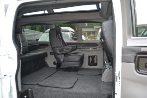 Quick release Removable Captain Chairs, Take a Large Cooler, The Family Pet or Extra Cargo Room. Explorer Van Company Conversion Van Land