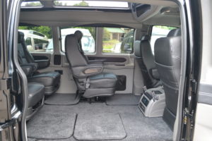 Quick release Removable Captain Chairs, Take a Large Cooler, The Family Pet or Extra Cargo Room. Explorer Van Company Conversion Van Land