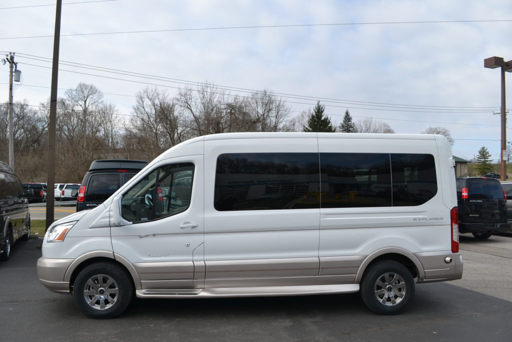 2018 Ford transit Medium Roof Explorer Conversion Van 9 Passenger White Mike Castrucci Ford Conversion Van Land